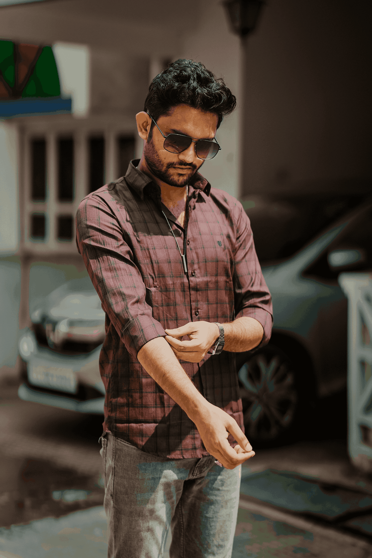 Checks Style - Maroon