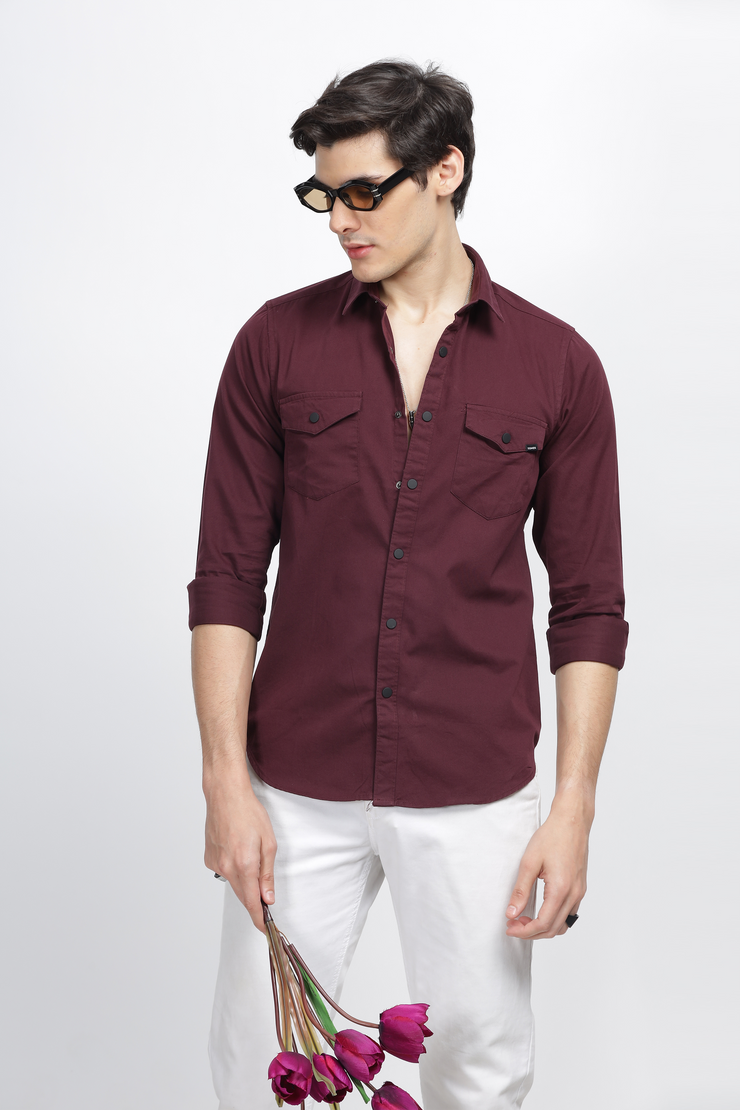 Shop WES Formals Wine Ultra SlimFit Shirt Online  Westside