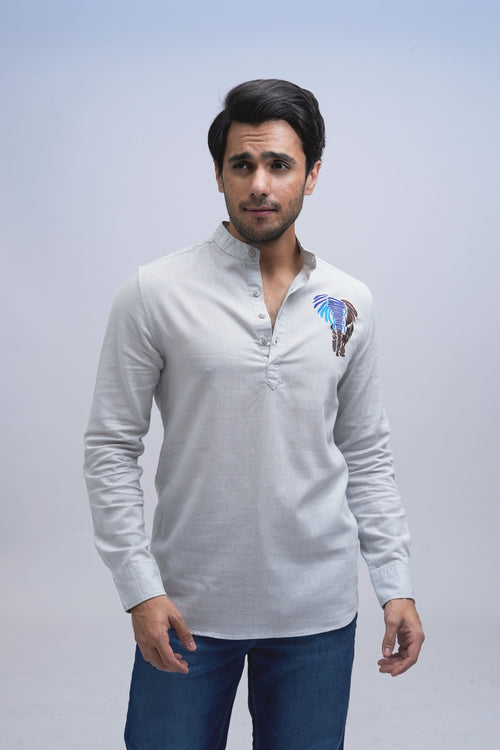 Tusker Trails  Powder Blue Short Kurta