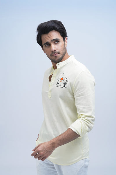 Scenic Stillness Butter Yellow Short Kurta