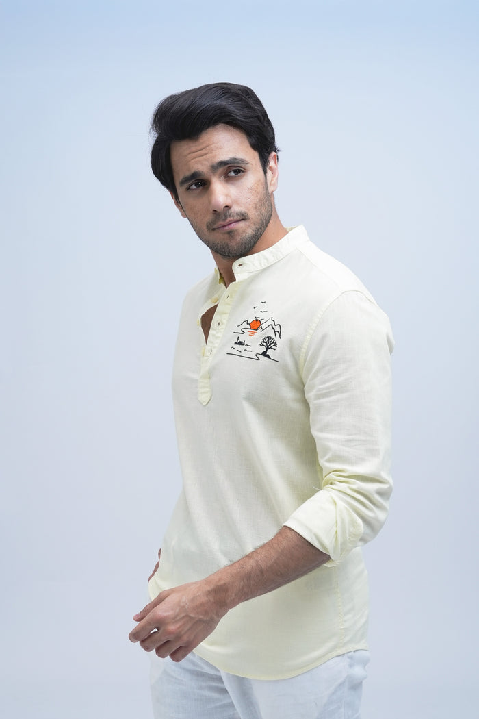 Scenic Stillness Butter Yellow Short Kurta
