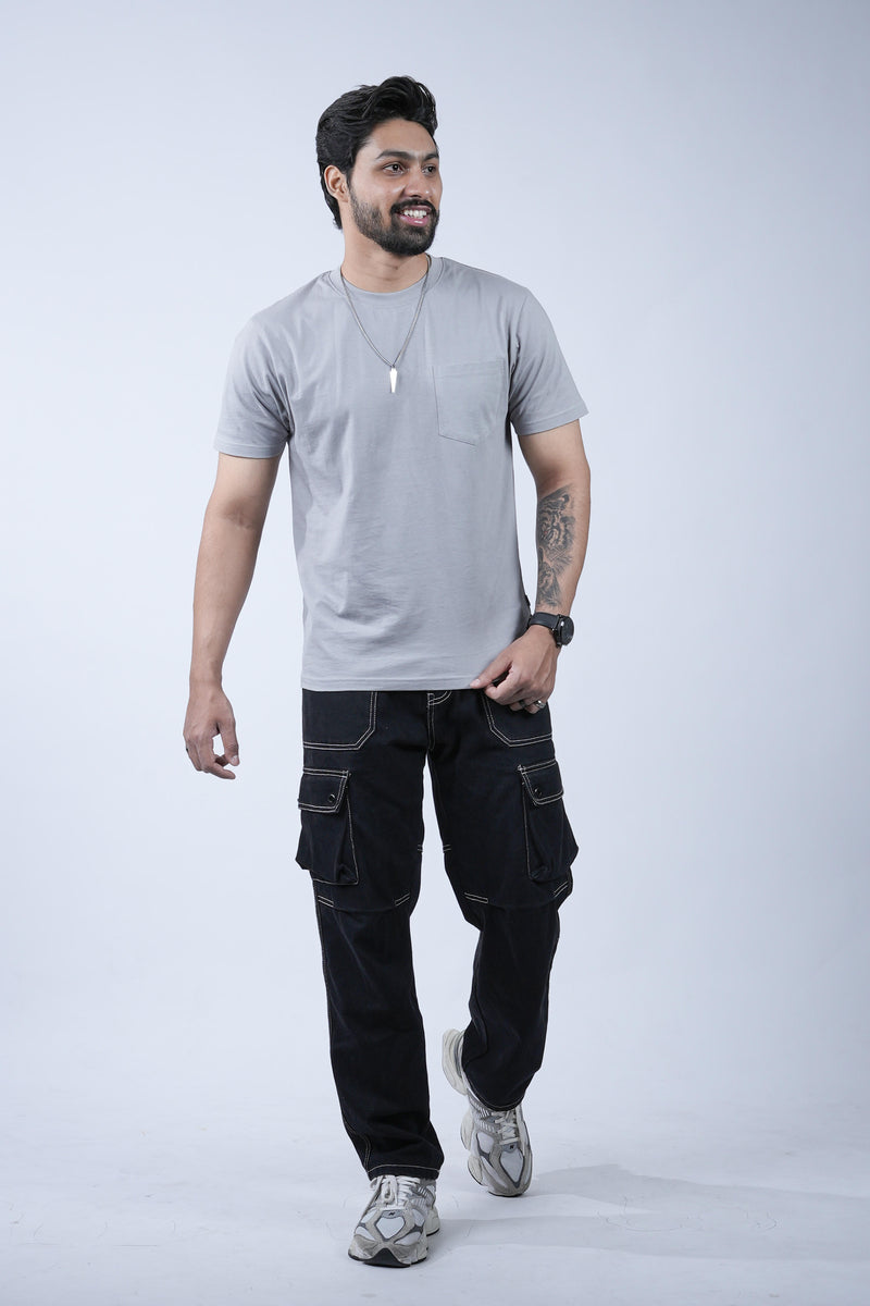 Round Neck Slim Fit Tee – Grey