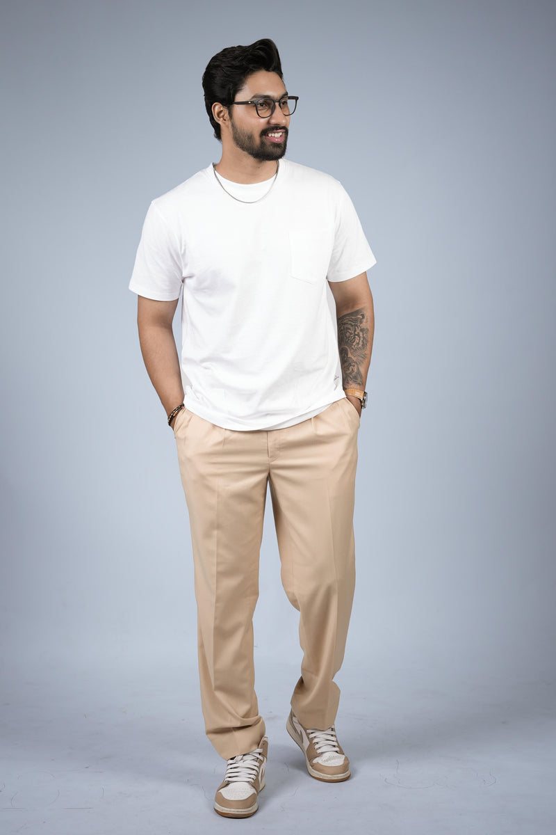 Round Neck Slim Fit Tee - White