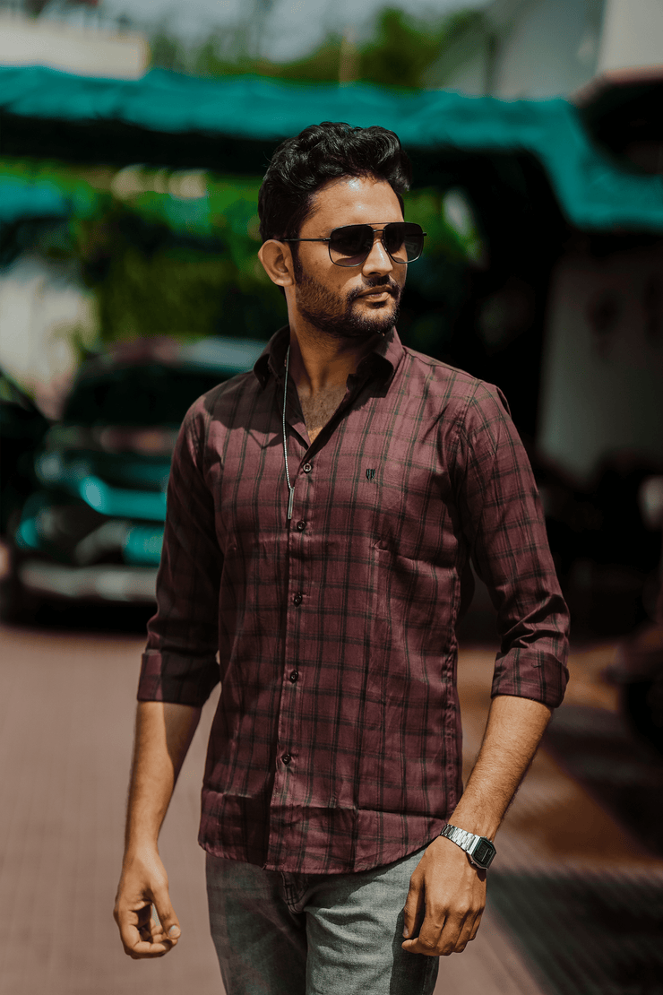 Checks Style - Maroon