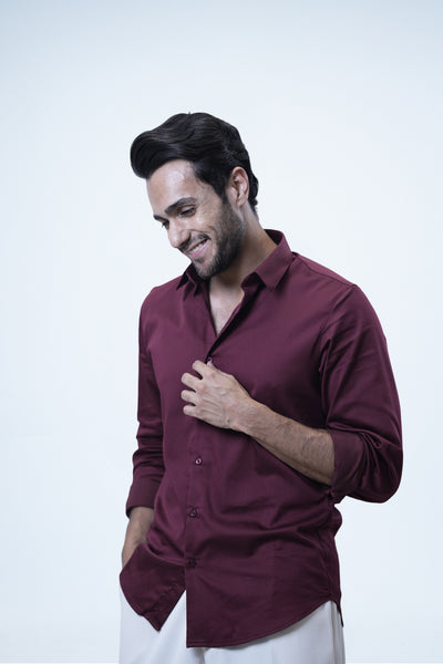 Burgundy - Satin Shirt