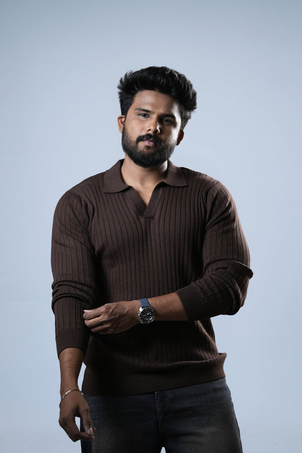 Brown Full Sleeve Polo