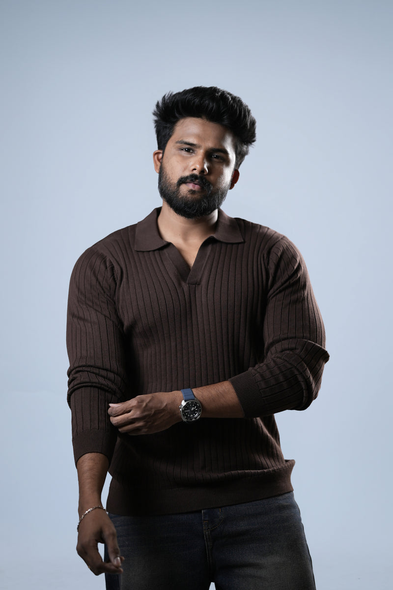 Brown Full Sleeve Polo