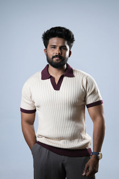 Burgundy Half Sleeve Polo