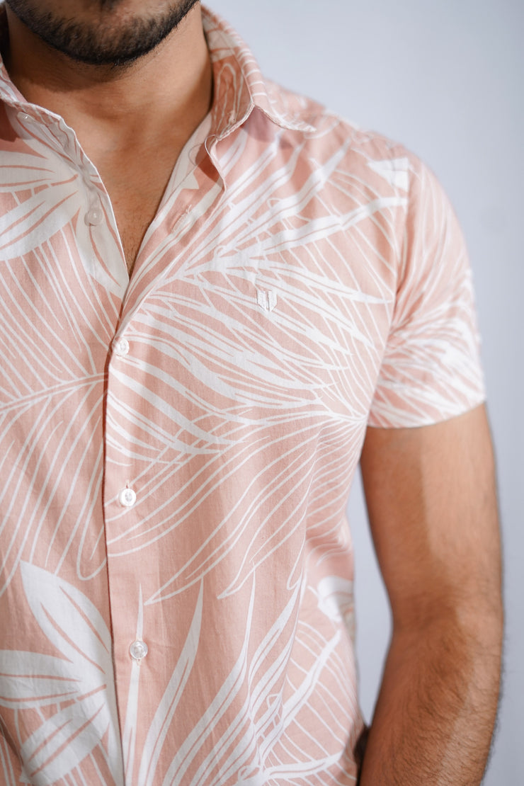 Half Sleeve Leaf Print - Orange