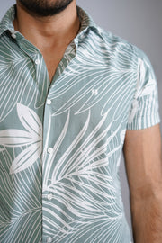 Half Sleeve Leaf Print - Green