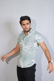 Half Sleeve Leaf Print - Green